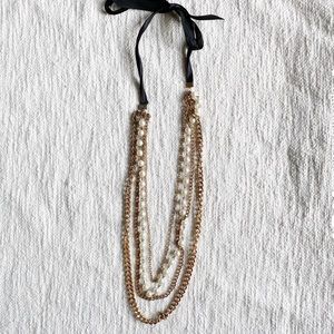 Tie-Back Pearl & Gold Necklace